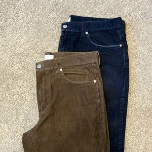 Bundle 2 Pairs of Everlane Corduroy Pants, Navy and Brown, 32 & 33, Inseam 29
